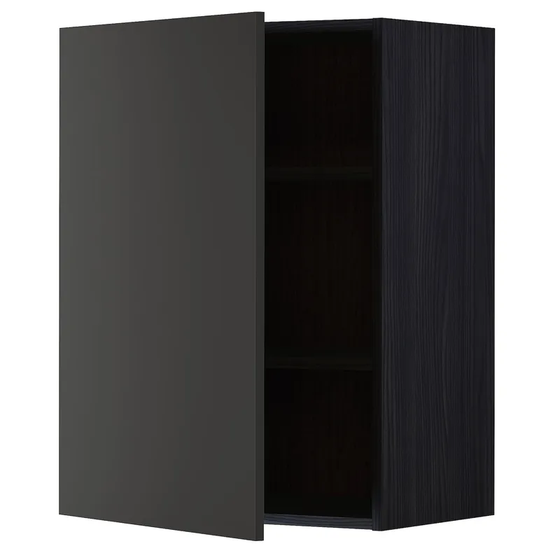 IKEA METOD МЕТОД, навесной шкаф с полками, черный / никебо матовый антрацит, 60x80 см 394.976.31 фото №1