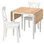 IKEA DANDERYD ДАНДЕРЮД / INGOLF ІНГОЛЬФ, стіл+2 стільці, дуб okl білий / білий, 74 / 134x80 см 094.783.99 фото