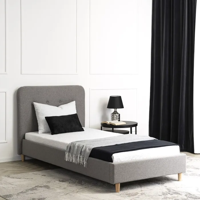 Кровать односпальная MEBEL ELITE DENNIS 90x200 см, Ткань: Серый фото №3