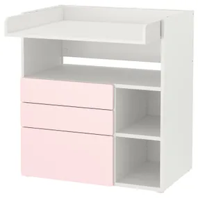 IKEA SMÅSTAD СМОСТАД, пеленальний стіл, біла блідо-рожева з 3 шухлядами, 90x79x100 см 393.921.96 фото