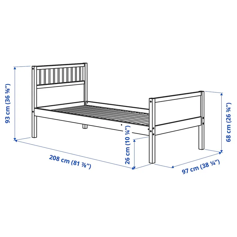 IKEA SMYGA СМЮГА, каркас ліжка, світло-сірий, 90x200 см 604.807.80 фото №5