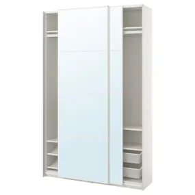IKEA PAX ПАКС / AULI АУЛИ, гардероб с раздвижными дверьми, белый / зеркальный, 150x44x236 см 995.613.27 фото
