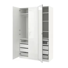 IKEA PAX ПАКС / FARDAL/ÅHEIM, гардероб, комбінація, білий/глянцевий/білий дзеркальне скло, 150x60x236 см 595.154.03 фото