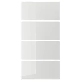 IKEA HOKKSUND ХОККСУНД, 4 панелі для рами розсувних дверцят, глянцевий світло-сірий, 100x201 см 603.823.41 фото