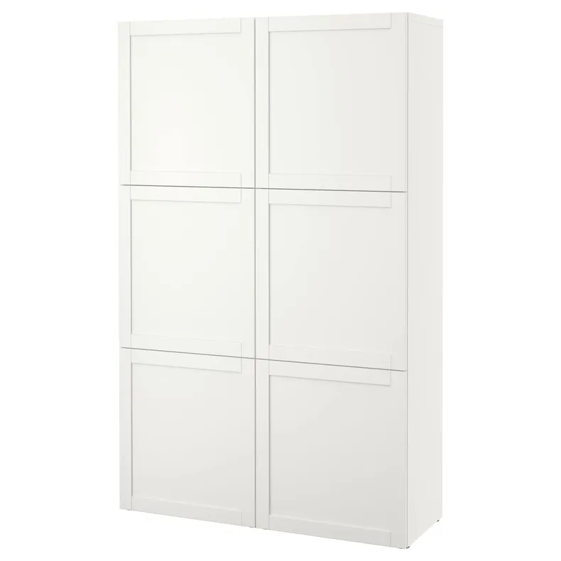 IKEA BESTÅ БЕСТО, комбінація д / зберіган з дверцятами, білий / ХАНВІКЕН білий, 120x42x193 см 490.575.23 фото №1