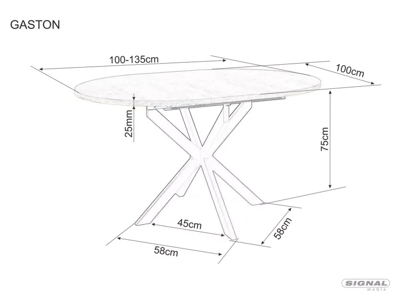 Стіл обідній розкладний SIGNAL GASTON, 100(135)х100 см, старовинний горіх фото №6