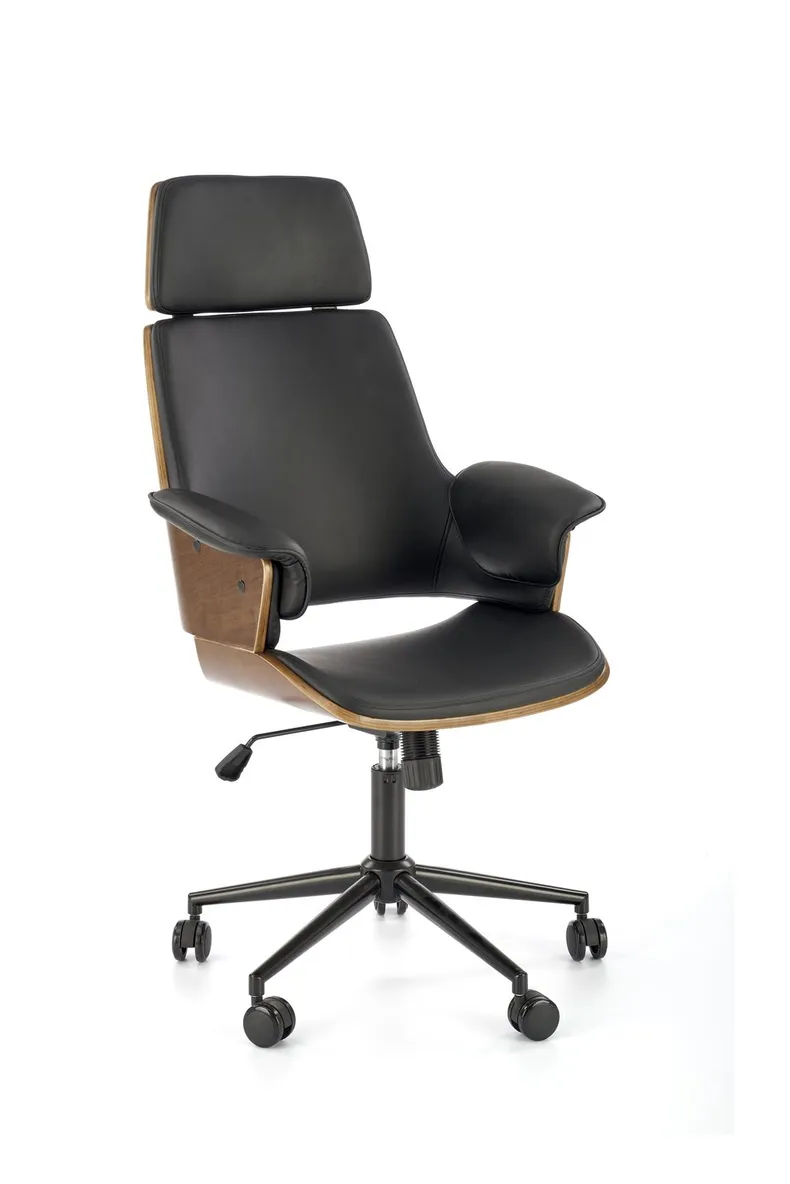 Крісло комп'ютерне офісне обертове HALMAR WEBER горіх / чорний, екошкіра фото №1