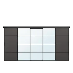 IKEA SKYTTA СКЮТТА / MEHAMN/AULI МЕХАМН/АУЛІ, комбінація розсувних дверцят, чорне/темно-сіре дзеркало, 376x205 см 495.759.06 фото