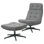 IKEA HAVBERG ХАВБЕРГ, кресло с табуретом для ног, Lejde серо-черный 694.853.25 фото