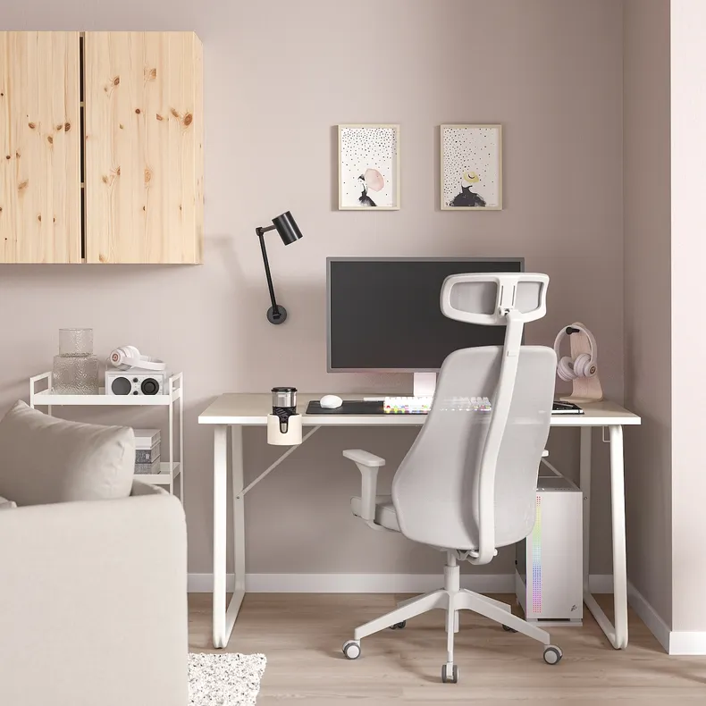 IKEA HUVUDSPELARE ХУВУДСПЕЛАРЕ / MATCHSPEL МАТЧСПЕЛ, геймерский стол и стул, бежевый / светло-серый 295.373.88 фото №2