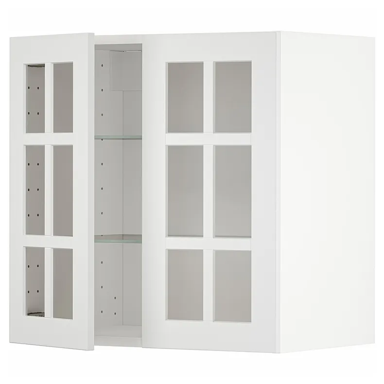 IKEA METOD МЕТОД, навесной шкаф / полки / 2стеклян двери, белый / Стенсунд белый, 60x60 см 294.678.75 фото №1