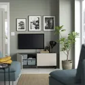 IKEA BESTÅ БЕСТО, тумба для телевізора з дверцятами, чорний/коричневий/Lappviken/Stubbarp світло-сірий/бежевий, 120x42x48 см 994.196.21 фото thumb №2
