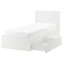 IKEA MALM МАЛЬМ, каркас кровати+2 кроватных ящика, белый / Лонсет, 90x200 см 890.327.38 фото