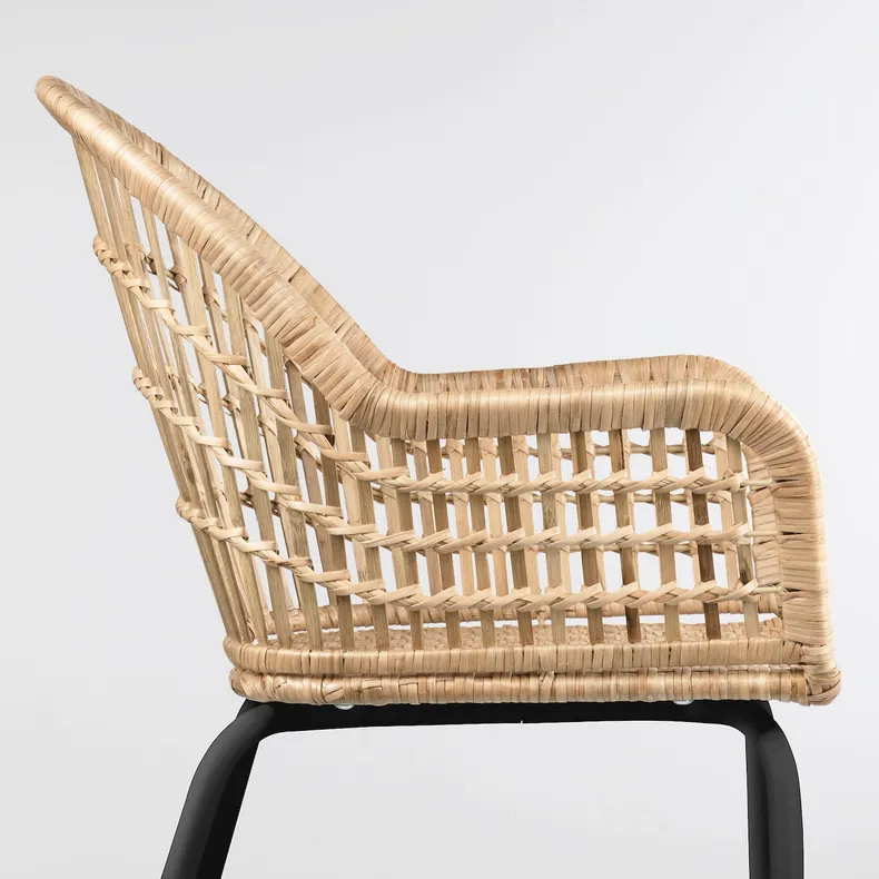 IKEA NILSOVE НІЛЬСОВЕ, стілець із підлокітниками, ротанг / чорний 405.336.33 фото №4