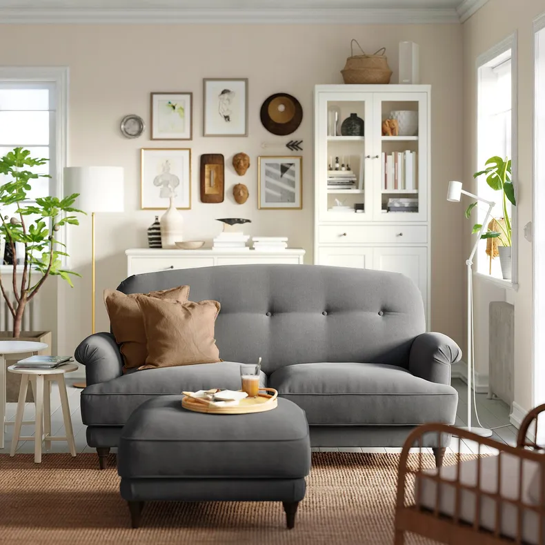 IKEA ESSEBODA ЕССЕБОДА, 2-місний диван, ТАЛЛЬМЮРА класичний сірий / коричневий 694.434.63 фото №3
