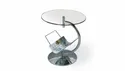 Журнальный стол круглый HALMAR ALMA 45х45 см закаленное стекло, хромированная сталь фото thumb №1