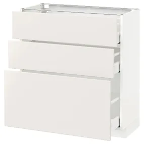 IKEA METOD МЕТОД / MAXIMERA МАКСИМЕРА, напольный шкаф с 3 ящиками, белый / белый, 80x37 см 190.522.11 фото