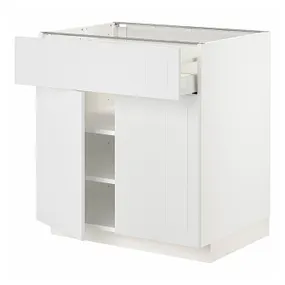 IKEA METOD МЕТОД / MAXIMERA МАКСИМЕРА, напольный шкаф с ящиком / 2дверцами, белый / Стенсунд белый, 80x60 см 394.655.31 фото