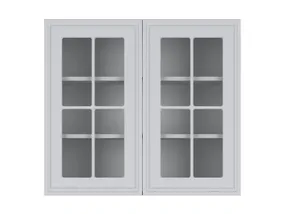 BRW Двухдверный верхний кухонный шкаф Verdi 80 см с витриной светло-серый матовый, греноловый серый/светло-серый матовый FL_G_80/72_LV/PV-SZG/JSZM фото