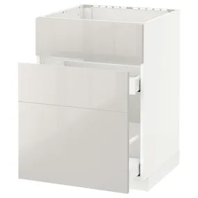 IKEA METOD МЕТОД / MAXIMERA МАКСІМЕРА, підлог шафа д / мийки+3 фр пан / 2 шух, білий / Ringhult світло-сірий, 60x60 см 291.418.96 фото