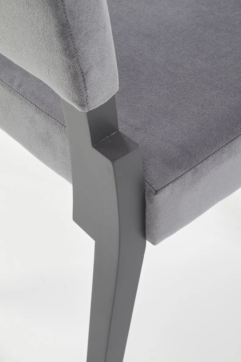 Кухонний стілець оксамитовий HALMAR Sorbus Velvet, оббивка - сірий / ніжки - масив бука фото №6