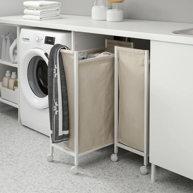 IKEA ENHET ЭНХЕТ, корзина для белья на колесиках, белый, 80 l 105.161.02 фото №2