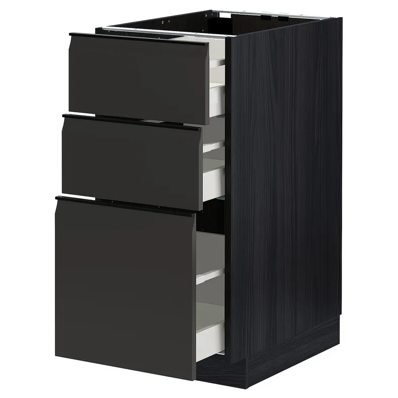 IKEA METOD МЕТОД / MAXIMERA МАКСИМЕРА, напольный шкаф с 3 ящиками, черный / матовый антрацит, 40x60 см 294.952.89 фото №1