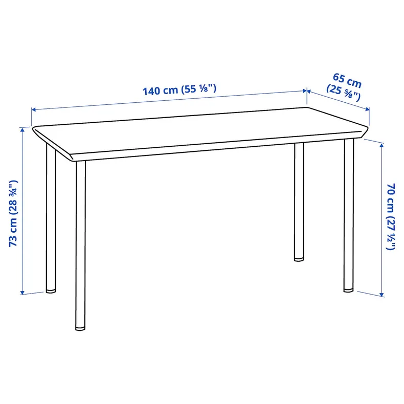 IKEA ANFALLARE АНФАЛЛАРЕ / ADILS АДИЛЬС, письменный стол, бамбук / темно-серый, 140x65 см 794.176.99 фото №5