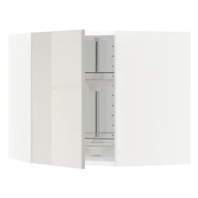 IKEA METOD МЕТОД, кутова навісна шафа, обертова, білий / Ringhult світло-сірий, 68x60 см 991.428.02 фото