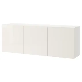 IKEA BESTÅ БЕСТО, настінна комбінація шаф, білий/СЕЛСВІКЕН глянцевий/білий, 180x42x64 см 994.124.84 фото
