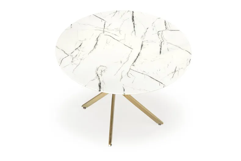 Кухонний стіл HALMAR RAYMOND 2, 100x100 см стільниця - білий мармур, ніжки - золото фото №6
