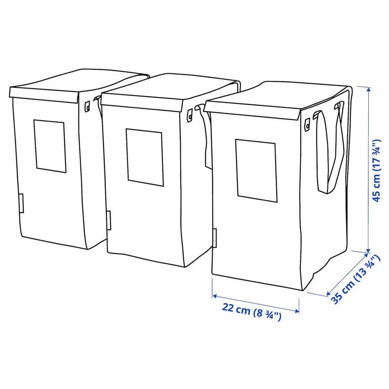 IKEA DIMPA ДИМПА, мешок д / сортировки мусора, белый / темно-серый / светло-серый, 22x35x45 см / 35 л 401.801.36 фото №5