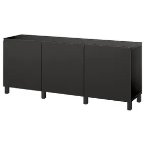 IKEA BESTÅ БЕСТО, комбинация для хранения с дверцами, черный/коричневый/Hammarsmed/Stubbarp антрацит, 180x42x74 см 095.693.42 фото