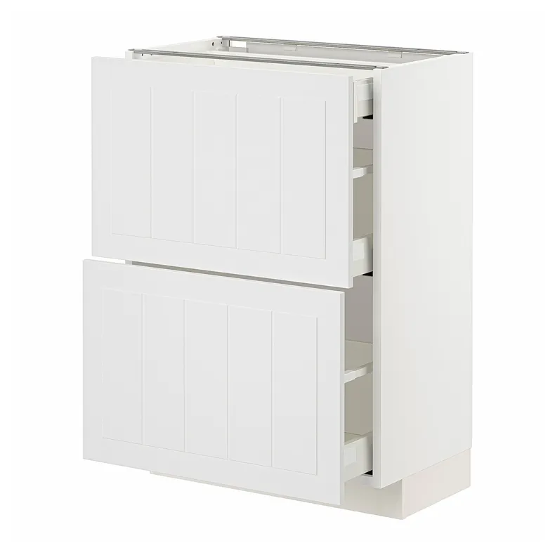IKEA METOD МЕТОД / MAXIMERA МАКСИМЕРА, напольный шкаф / 2 фасада / 3 ящика, белый / Стенсунд белый, 60x37 см 094.095.13 фото №1