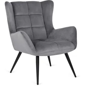 Кресло мягкое бархатное MEBEL ELITE VINCENT Velvet, Серый фото