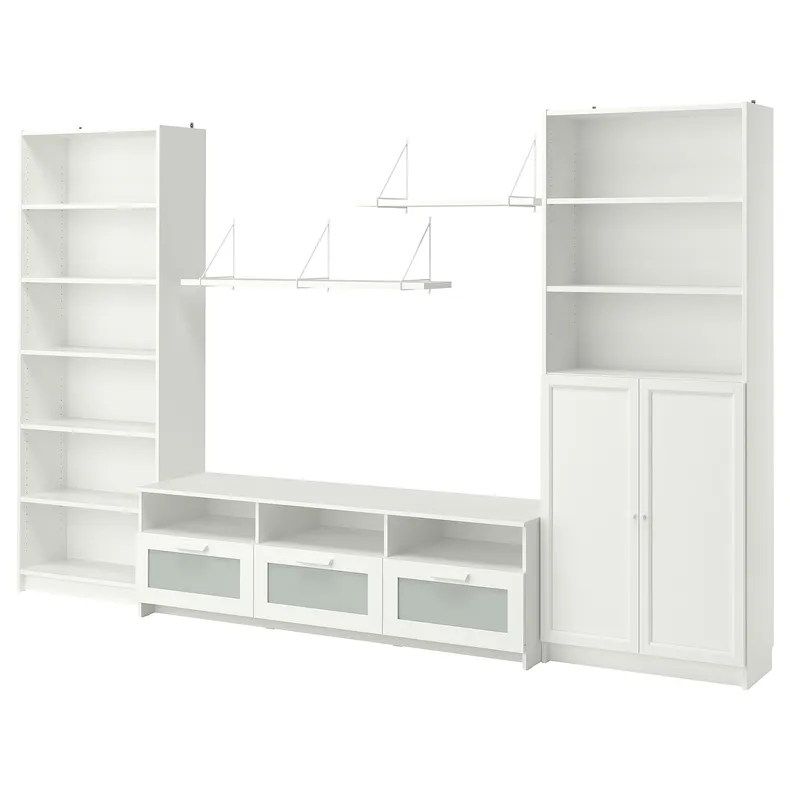 IKEA BILLY БИЛЛИ / BRIMNES БРИМНЭС, шкаф для ТВ, комбинация, белый, 340x41x202 см 693.986.20 фото №1