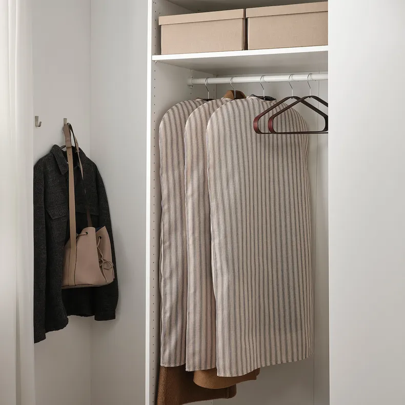 IKEA RÅGODLING РОГОДЛИНГ, чехол для одежды, Полосатая ткань / бежевый антрацит 705.658.30 фото №6