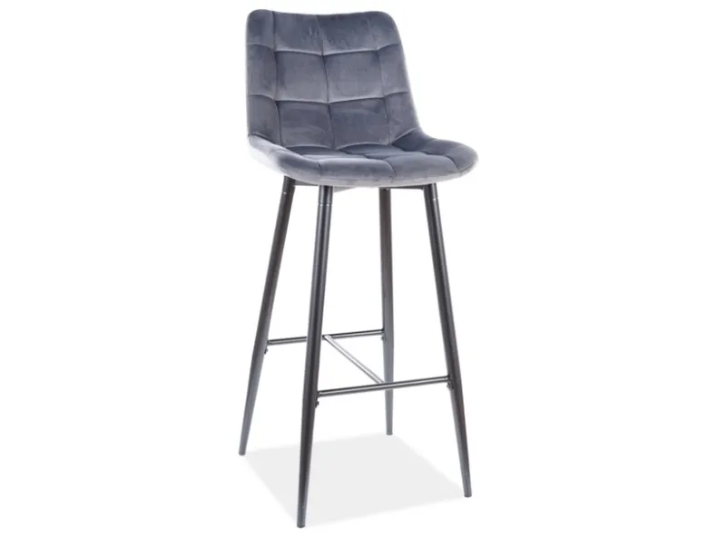 Барний стілець оксамитовий, хокер SIGNAL CHIC H-1, Bluvel 14 - сірий фото №1