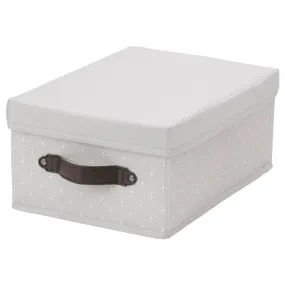 IKEA BLÄDDRARE БЛЕДДРАРЕ, коробка з кришкою, сірий / з малюнком, 25x35x15 см 804.743.92 фото