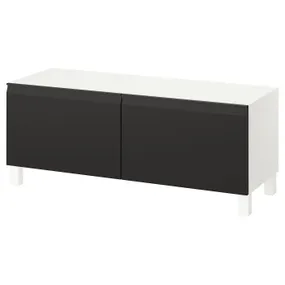 IKEA BESTÅ БЕСТО, тумба под ТВ, с дверцами, белый/Hammarsmed/Stubbarp антрацит, 120x42x48 см 095.718.87 фото