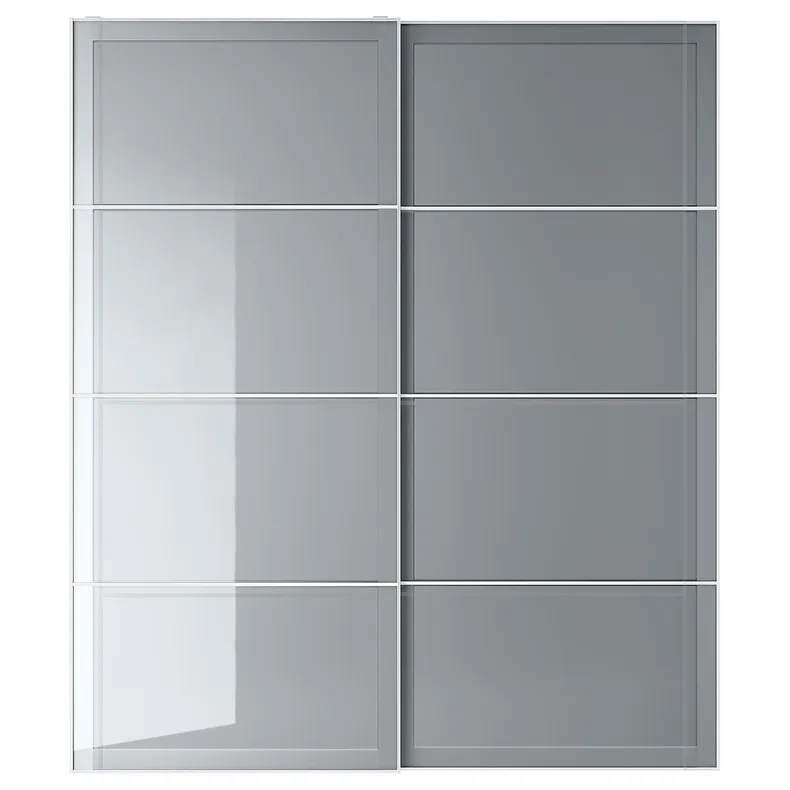 IKEA BJÖRNÖYA БЙЕРНЕЙА, розсувні дверцята, 2 шт., ефект сірого відтінку, 200x236 см 494.396.93 фото №1
