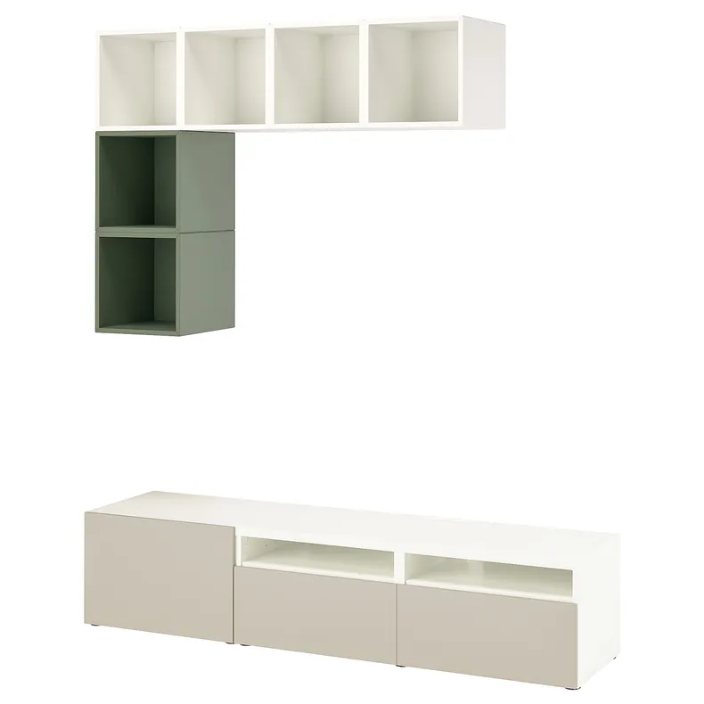 IKEA BESTÅ БЕСТО / EKET ЭКЕТ, комбинация для ТВ, белый / серый, 180x42x170 см 095.228.68 фото №1