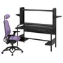 IKEA FREDDE ФРЕДДЕ / STYRSPEL СТИРСПЕЛЬ, геймерский стол и стул, чёрный / фиолетовый 594.913.17 фото