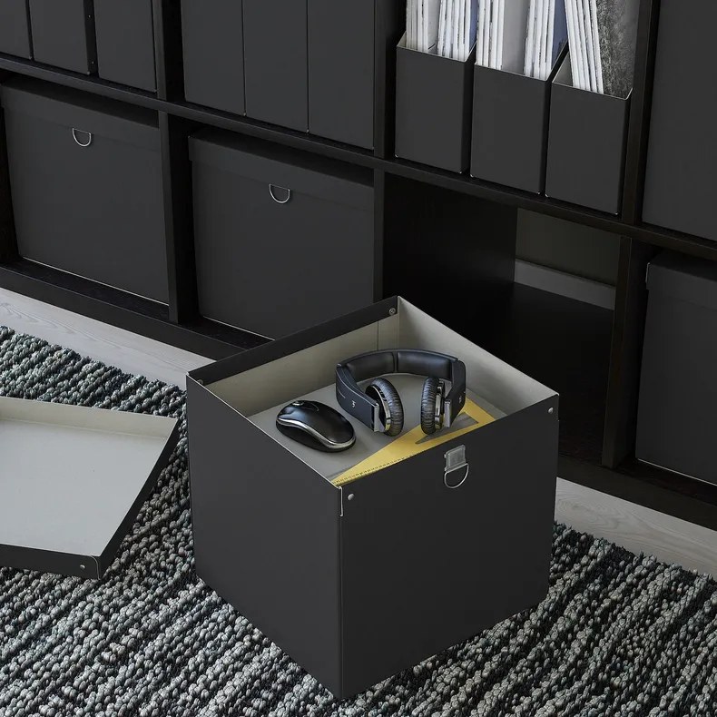 IKEA NIMM НІММ, коробка для зберігання з кришкою, чорний, 32x30x30 см 405.181.66 фото №8