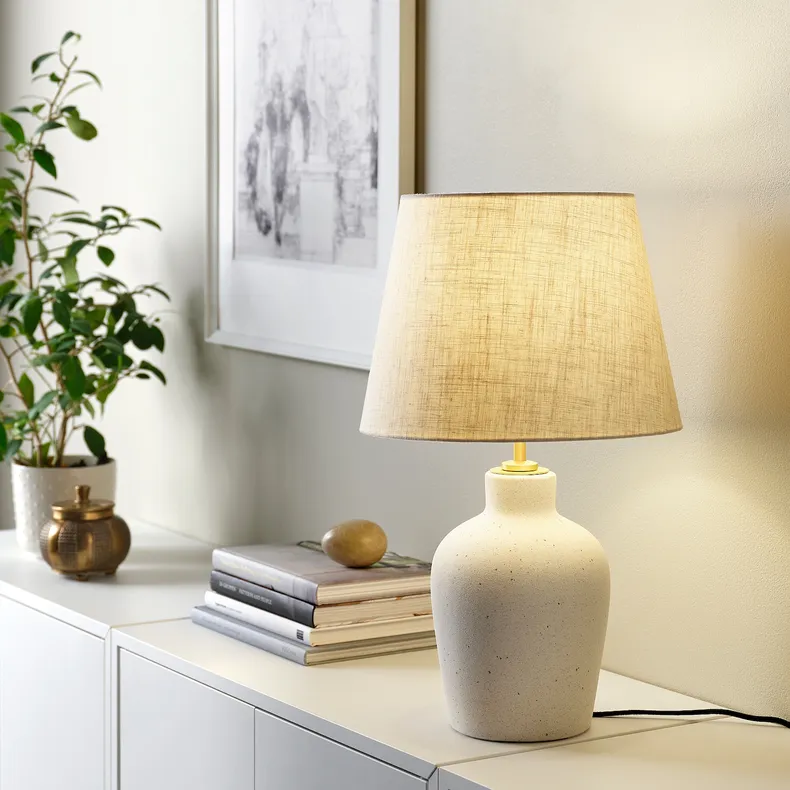 IKEA BLIDVÄDER БЛИДВЭДЕР, лампа настольная, кремовая керамика / бежевый, 50 см 805.012.58 фото №3
