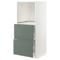 IKEA METOD МЕТОД / MAXIMERA МАКСИМЕРА, высокий шкаф с 2 ящиками д / духовки, белый / бодарский серо-зеленый, 60x60x140 см 393.171.83 фото thumb №1