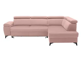 BRW Правосторонний угловой диван-кровать бархатный BRW MELLOW с ящиком для хранения, розовый NA-MELLOW-2F.RECBK-G1_B9C2C0 фото