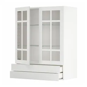 IKEA METOD МЕТОД / MAXIMERA МАКСІМЕРА, шафа навісна, 2 скл дверцят / 2 шухл, білий / стенсундський білий, 80x100 см 794.676.32 фото