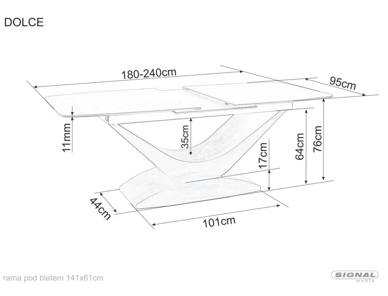 Стіл обідній розкладний SIGNAL Dolce Ceramic 180(240)х95 см, сірий фото №8