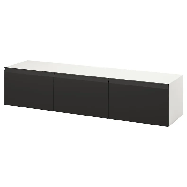 IKEA BESTÅ БЕСТО, тумба под ТВ, с дверцами, белый/Хаммарсмед антрацит, 180x42x38 см 395.693.31 фото №1